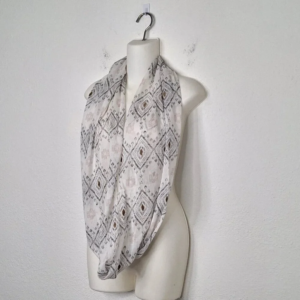 American Eagle Loop Scarf 100% Cotton Embroidered Boho Southwestern Summer 29X24